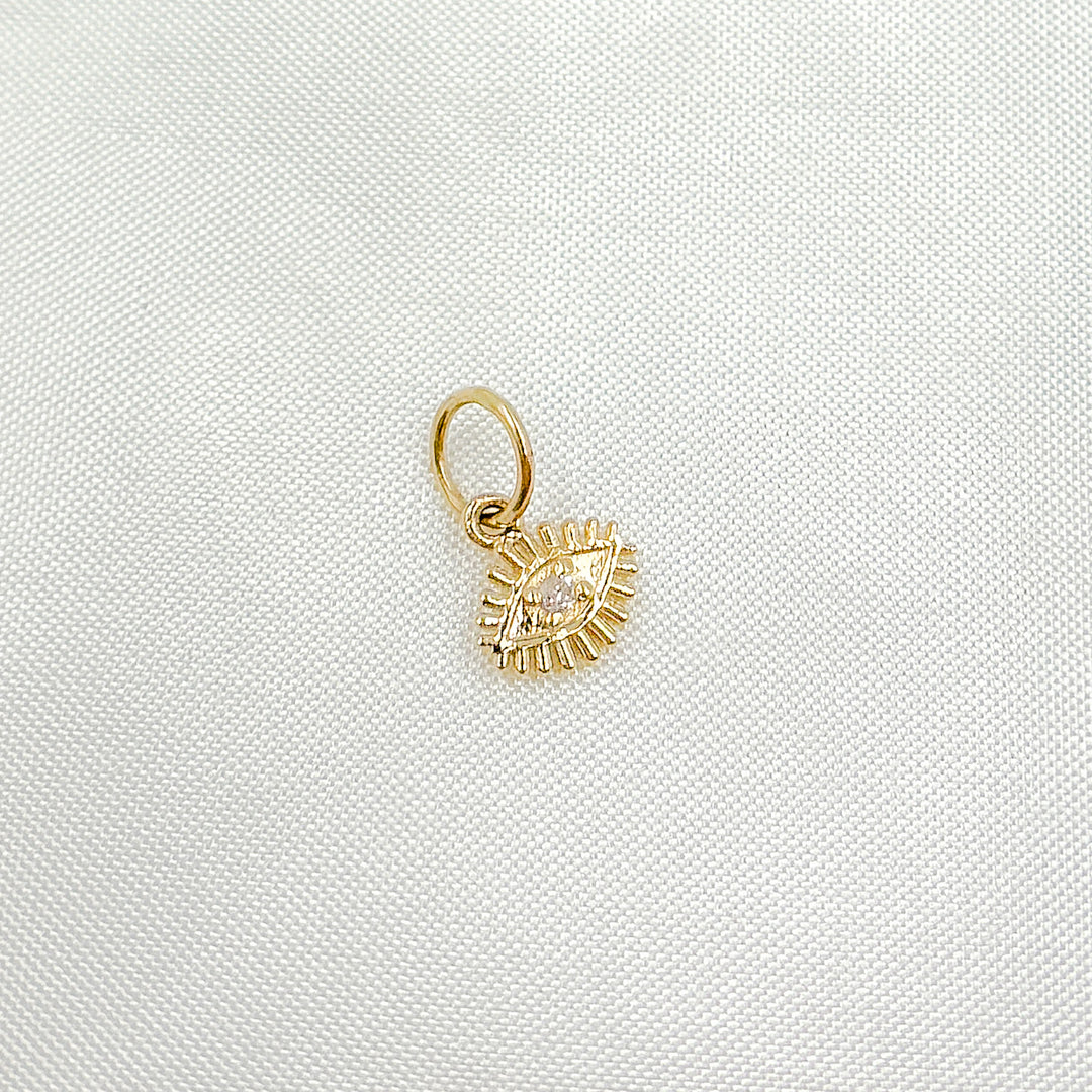 14K Solid Gold Diamond Evil Eye Charm. GDP264