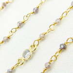 Load image into Gallery viewer, Coated Multi Moonstone &amp; CZ Gold Plated Wire Chain. CMS66
