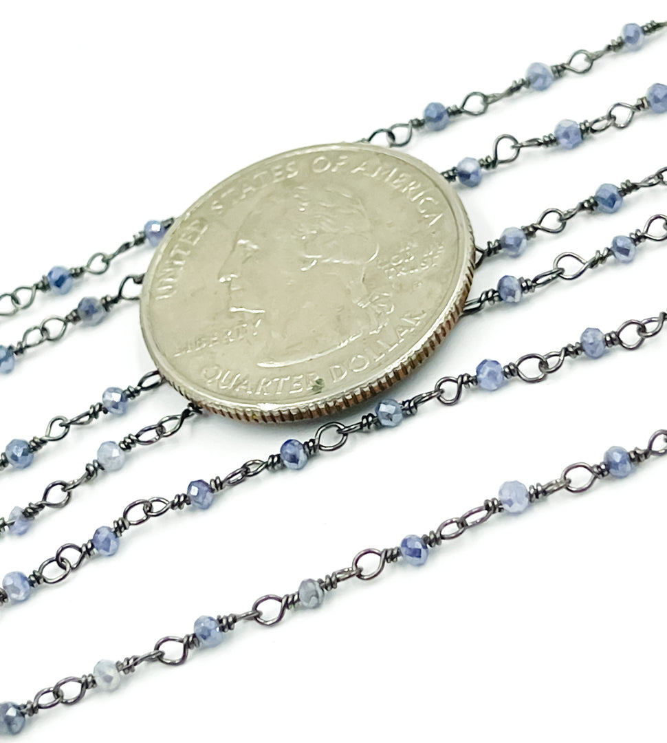 Coated Blue Quartz Wire Wrap Chain. CQU18