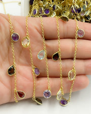 Multi Gemstone Mix Shape Dangle Wire Chains
