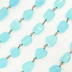 Load image into Gallery viewer, Blue Chalcedony Organic Shape Oxidized Wire Chain.