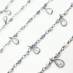 Load image into Gallery viewer, Coated Blue Moonstone &amp; CZ Dangle Oxidized Wire Chain. CMS37
