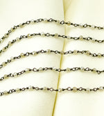 Load image into Gallery viewer, Coated Moonstone Oxidized 925 Sterling Silver Wire Chain. CMS48
