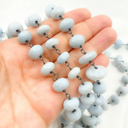 Blue Opal Rondel Faceted Oxidized Wire Chain