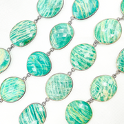 Amazonite Oval Shape Oxidized Wire Chain