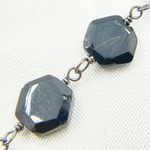 Load image into Gallery viewer, Black Spinel Hexagon Shape Oxidized Wire Chain. BSP22
