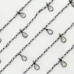 Load image into Gallery viewer, Coated Blue Quartz &amp; CZ Dangle Oxidized Wire Chain. CQU42
