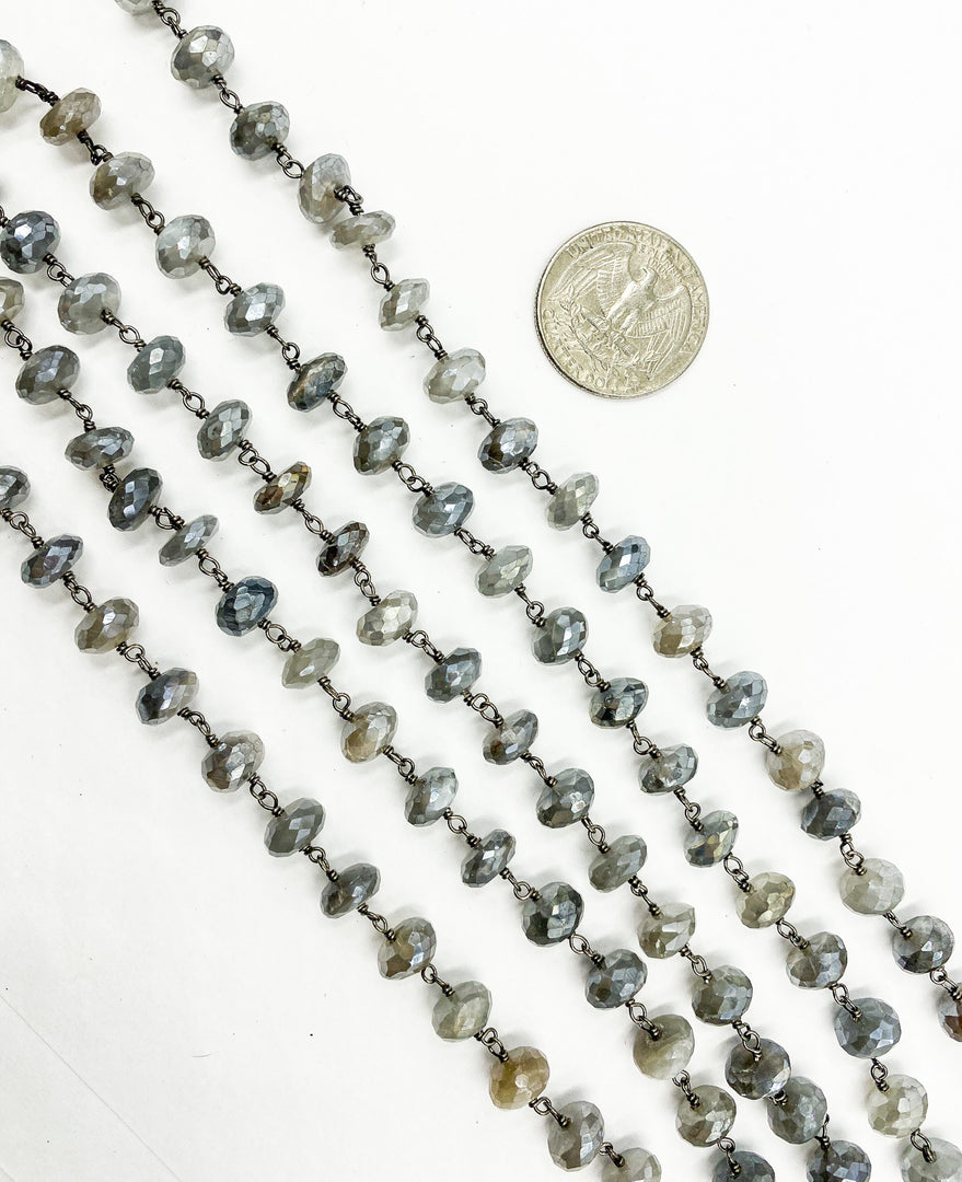 Coated Moonstone Wire Wrap Chain. CMS43