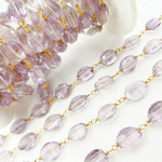 Load image into Gallery viewer, Pink Amethyst Gold Plated Wire Chain. AME19
