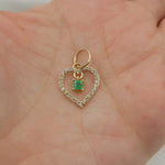 Load image into Gallery viewer, 14k Solid Gold Diamond and Emerald Heart Charm. GDP621
