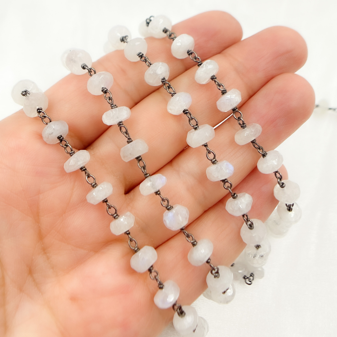 White Moonstone Oxidized Wire Chain. WMS24