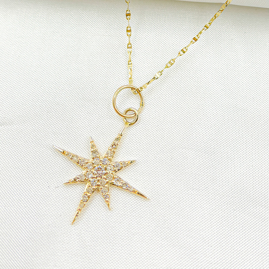 14K Solid Gold Diamond Star Charm. GDP382