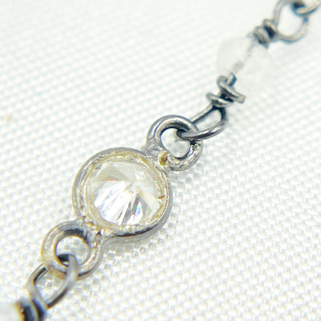 Rainbow Moonstone Oxidized Wire Chain. MS47