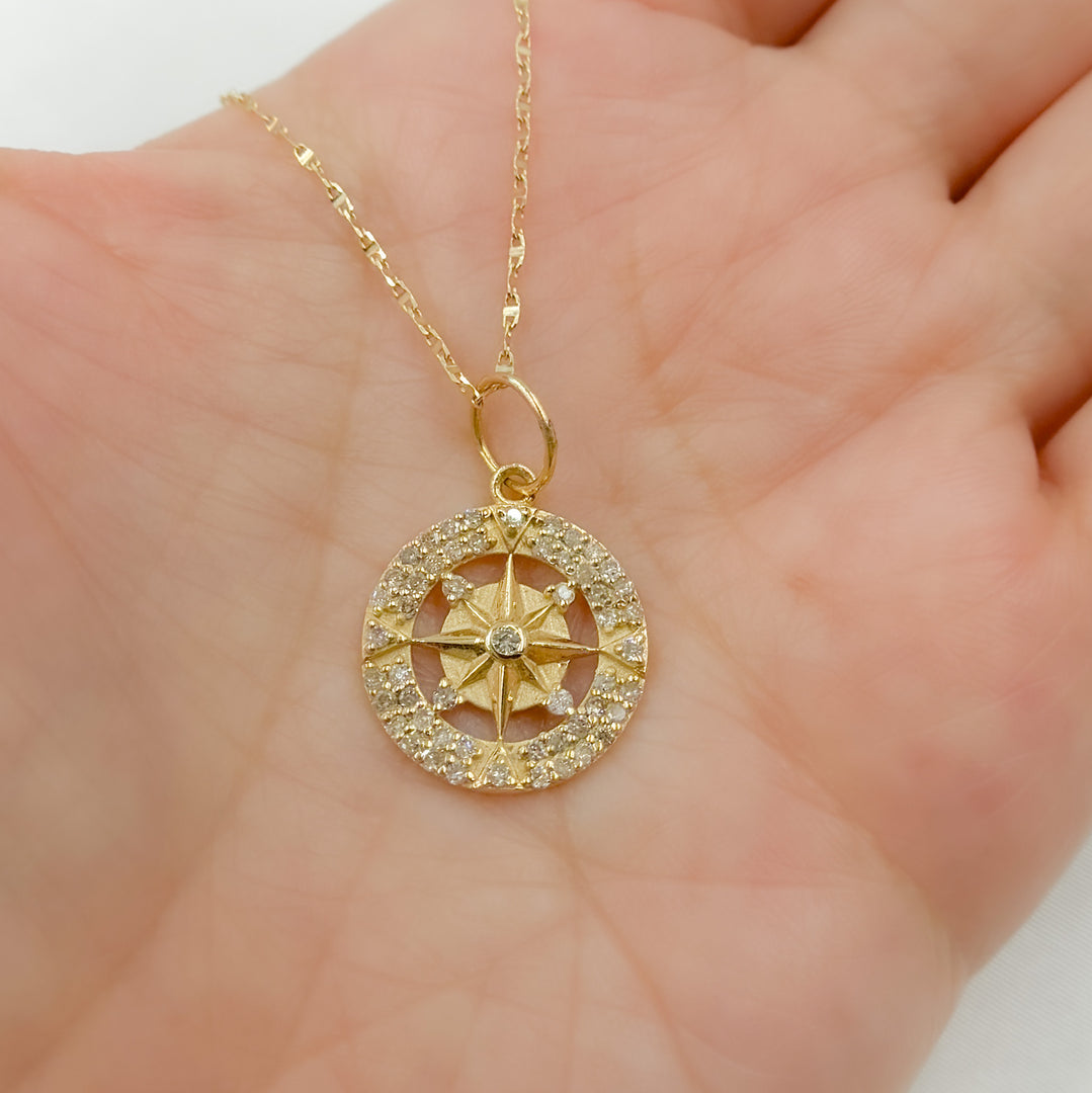 14k Solid Gold Diamond Circle Charm. GDP484