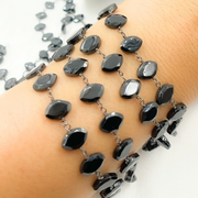 Black Spinel Oval Shape Oxidized Wire Chain.