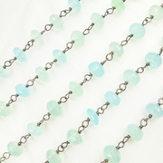 Coated Natural Chalcedony Oxidized Wire Chain.