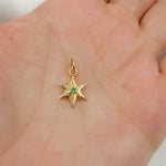 Load image into Gallery viewer, GDP390. 14k Solid Gold Star Charm with Gemstone
