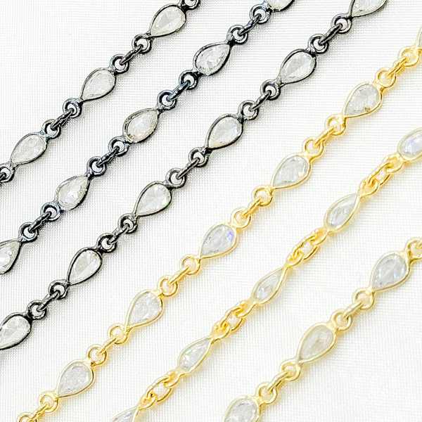 Cubic Zirconia Pear Shape Connected Chain.