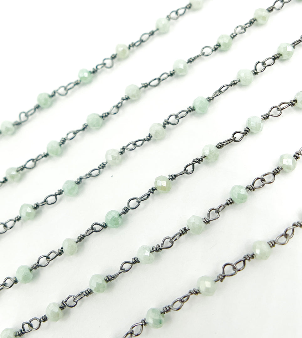 Aquamarine Coated Wire Wrap Chain. AQU14