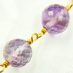 Load image into Gallery viewer, Pink Amethyst Round Shape Gold Plated Wire Chain. AME13
