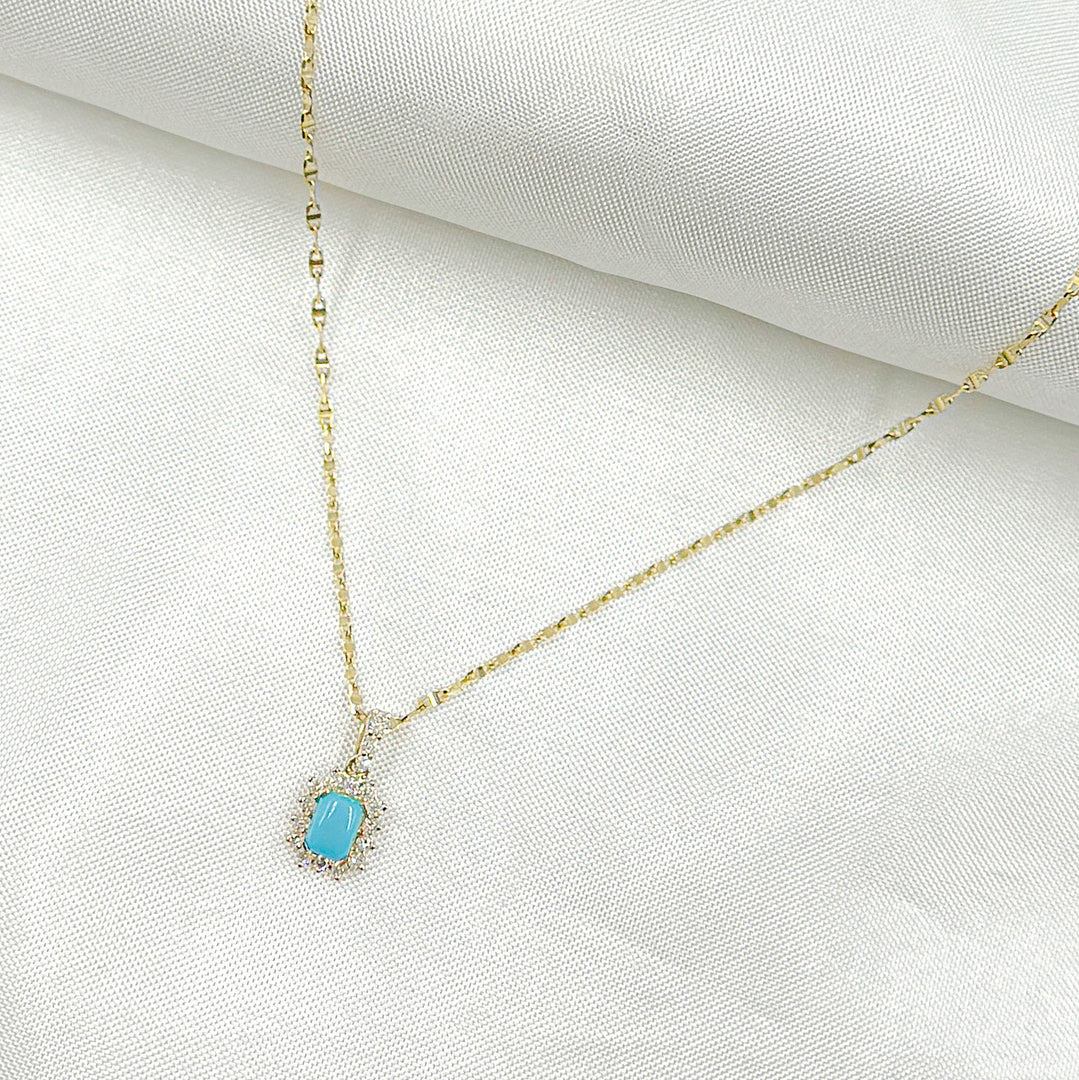 14k Solid Gold Diamond and Turquoise Charm. PN113006Y14TQ1