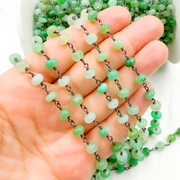 Chrysoprase Smooth Oxidized Wire Chain.