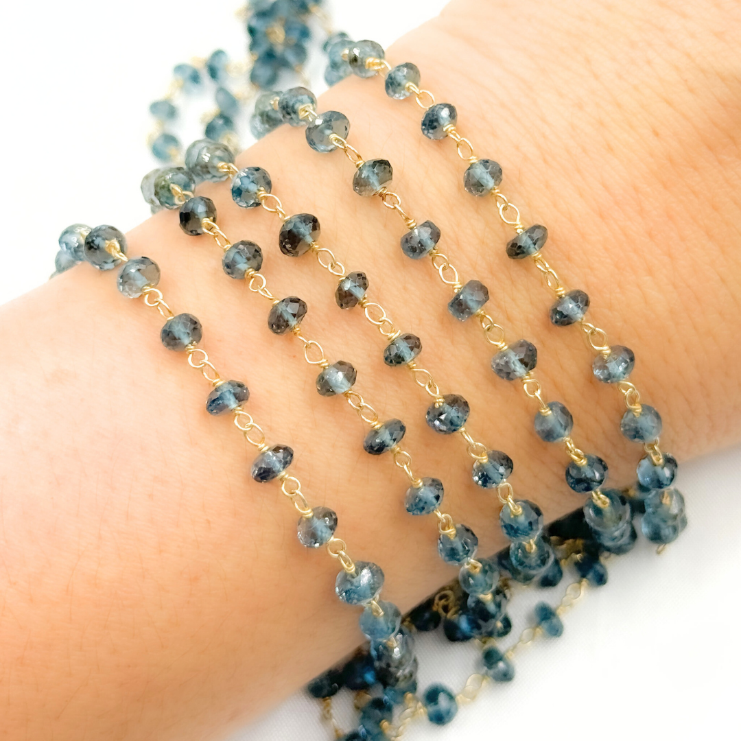 London Blue Topaz Gold Plated 925 Sterling Silver Wire Chain.