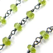 Peridot Gemstone Oxidized 925 Sterling Silver Wire Chain