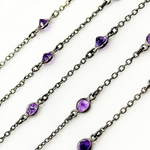 Load image into Gallery viewer, Amethyst Round Shape Bezel Oxidized Connected Wire Chain. AME6
