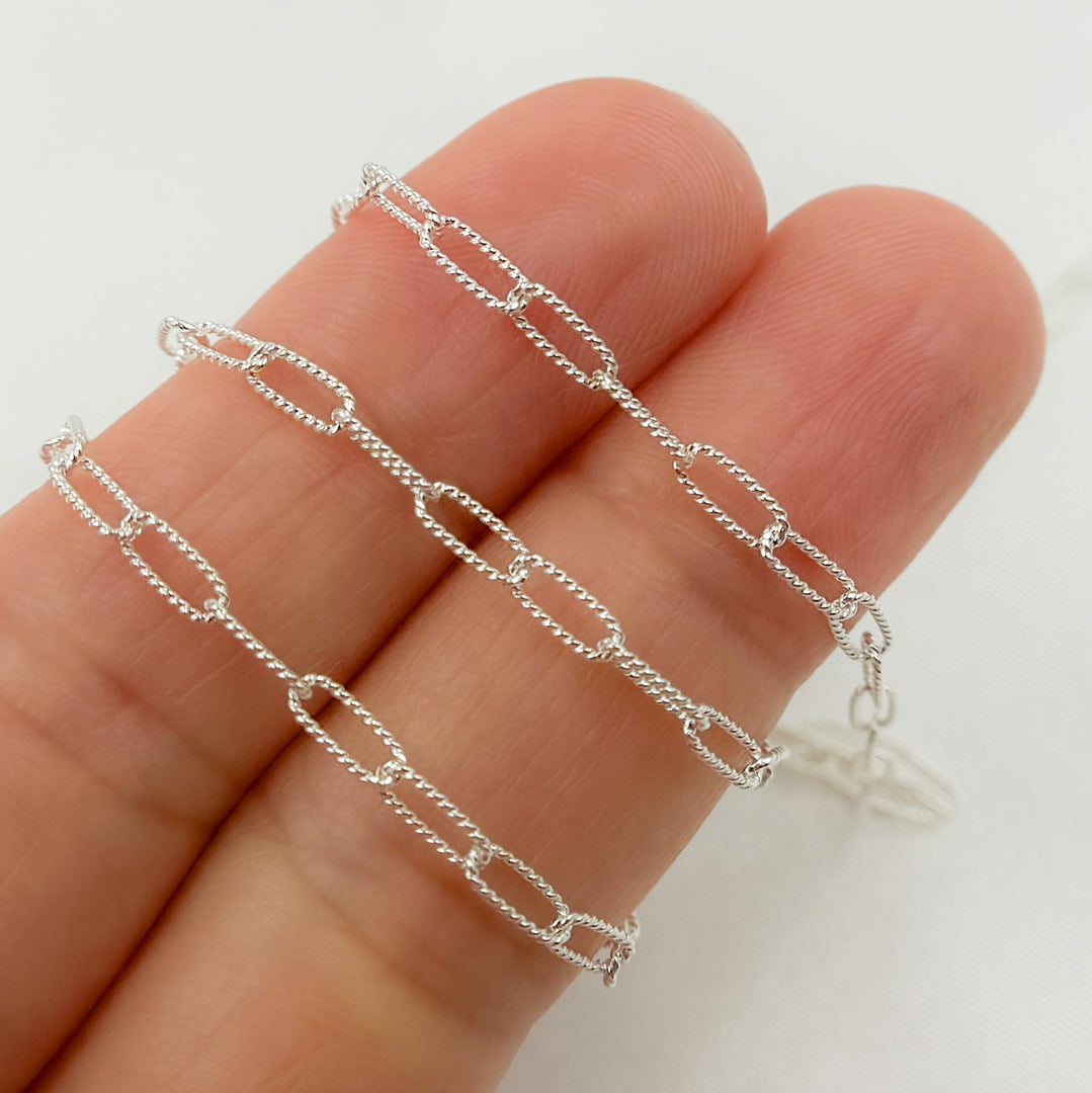 925 Sterling Silver Hammered Paperclip Chain. 2505TWSS
