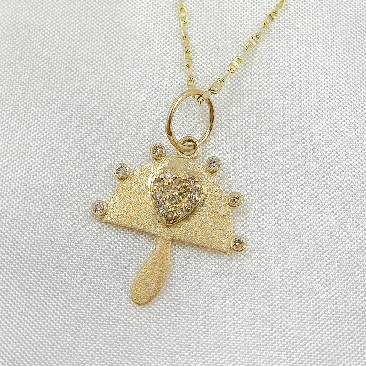 14k Solid Gold Diamond Mushroom Charms