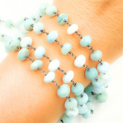 Larimar Oxidized 925 Sterling Silver Wire Chain.