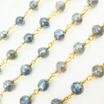 Load image into Gallery viewer, Coated Labradorite Round Gold Plated Wire Chain. CLB33
