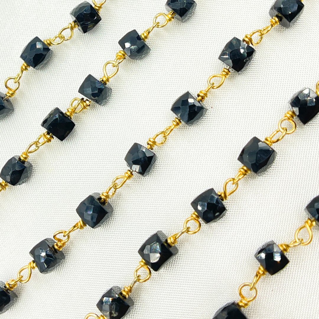 Black Spinel Gold Plated Wire Chain. BSP42