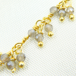 Load image into Gallery viewer, Coated Grey Moonstone Cluster Dangle Gold Plated Wire Chain. CMS40
