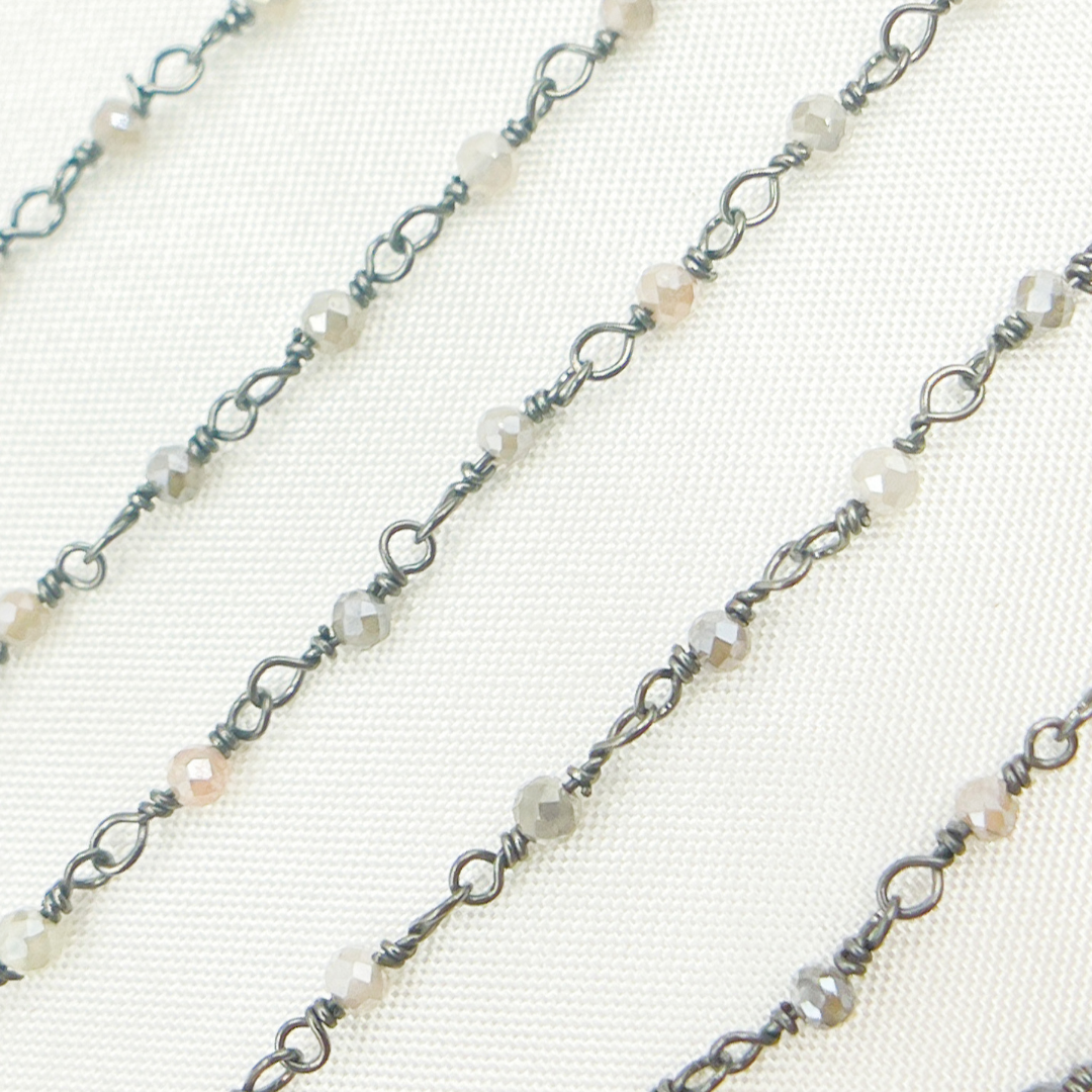 Coated Multi Moonstone Oxidized Wire Chain. MMS16