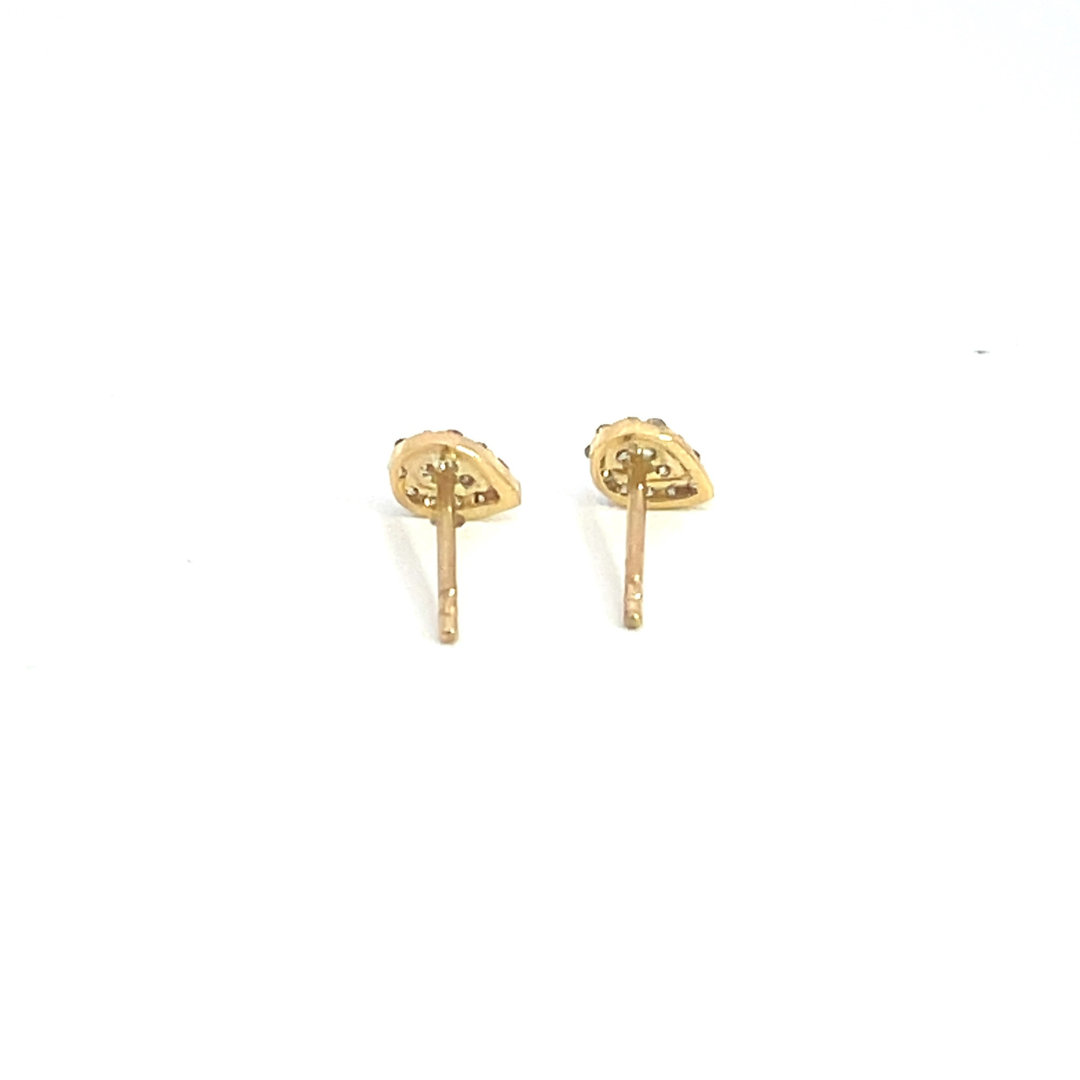 14k Solid Yellow Gold Diamond Drop Studs. GDT02