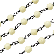 Resin Round Shape Oxidized 925 Sterling Silver Wire Chain.