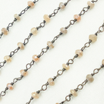Load image into Gallery viewer, Coated Siloni Peach Moonstone 925 Sterling Silver Wire Chain. CMS64

