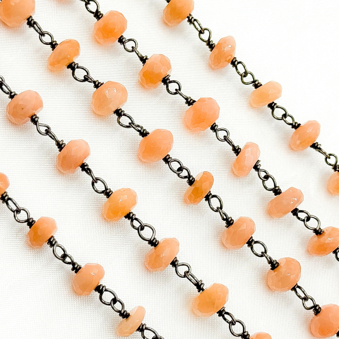 Peach Moonstone Oxidized Wire Chain. MS26