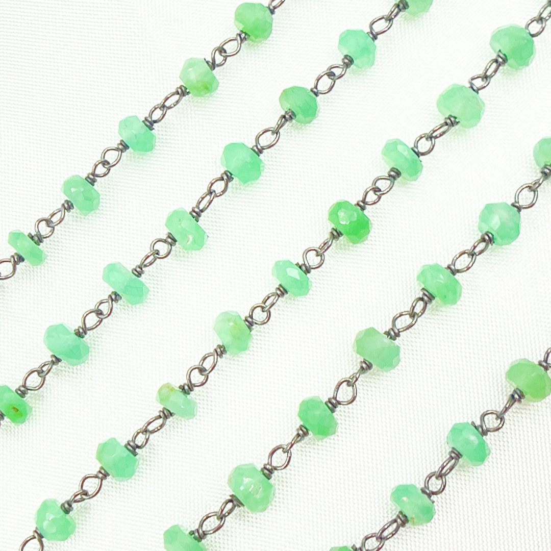 Chrysoprase Oxidized Wire Chain. CHR2