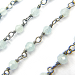 Load image into Gallery viewer, Aqua Blue gemstone Oxidized 925 Sterling Silver Wire Chain. AQU2
