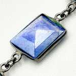 Load image into Gallery viewer, Coated Blue Quartz Rectangle Shape Bezel Oxidized Wire Chain. CQU47
