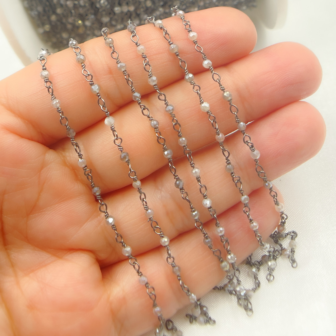 Coated Multi Moonstone Oxidized Wire Chain. MMS16