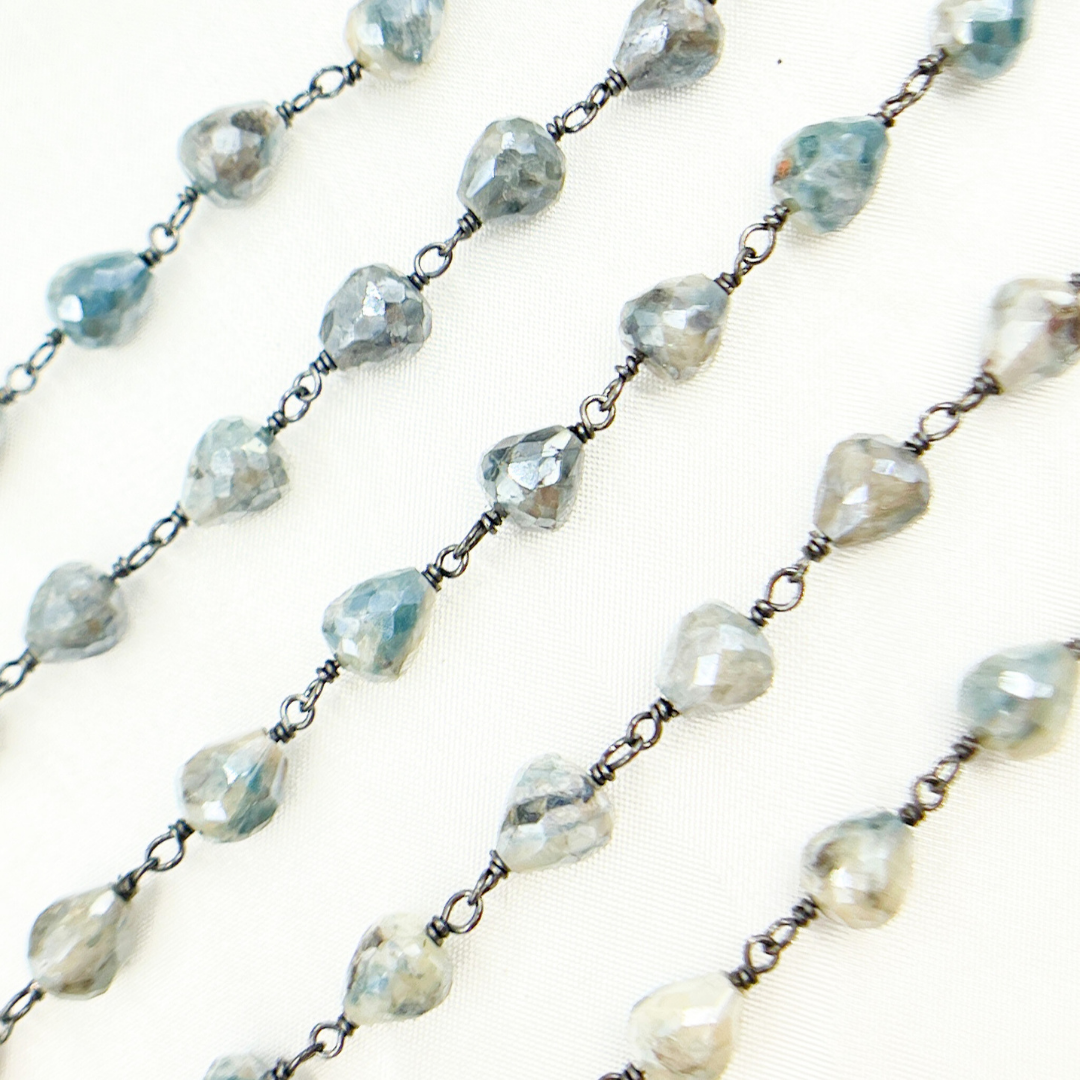 Coated Quartz Tear Drop Shape Oxidized Wire Chain. CQU10