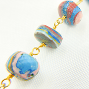 Rainbow Calsilica Gold Plated 925 Sterling Silver Wire Chain. 
