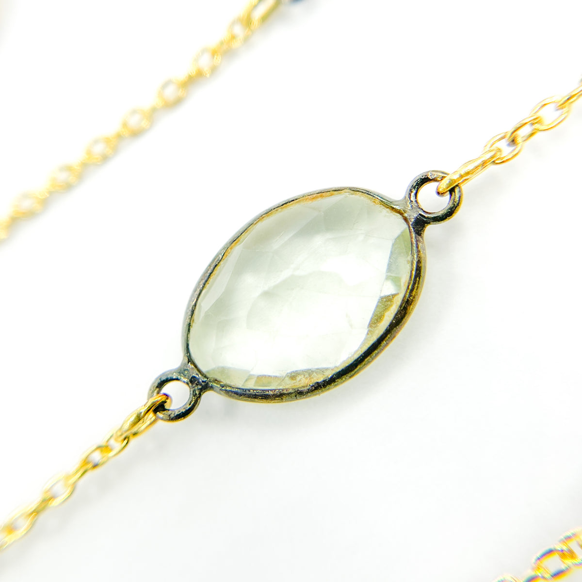 Multi Gemstone Organic Shape Connected Wire Chain. MGS7
