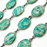 Load image into Gallery viewer, Amazonite Oval Shape Oxidized Wire Chain. AMZ3
