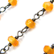 Carnelian Black Rhodium 925 Sterling Silver Wire Chain.
