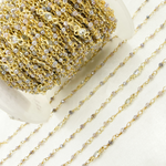 Load image into Gallery viewer, Coated Multi Moonstone &amp; CZ Gold Plated Wire Chain. CMS66
